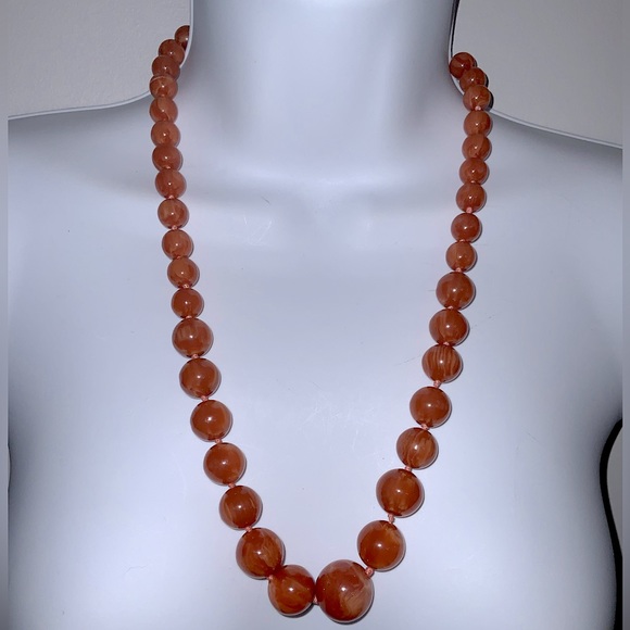 Vintage Chunky Orange Beaded Boho Necklace - Picture 5 of 8